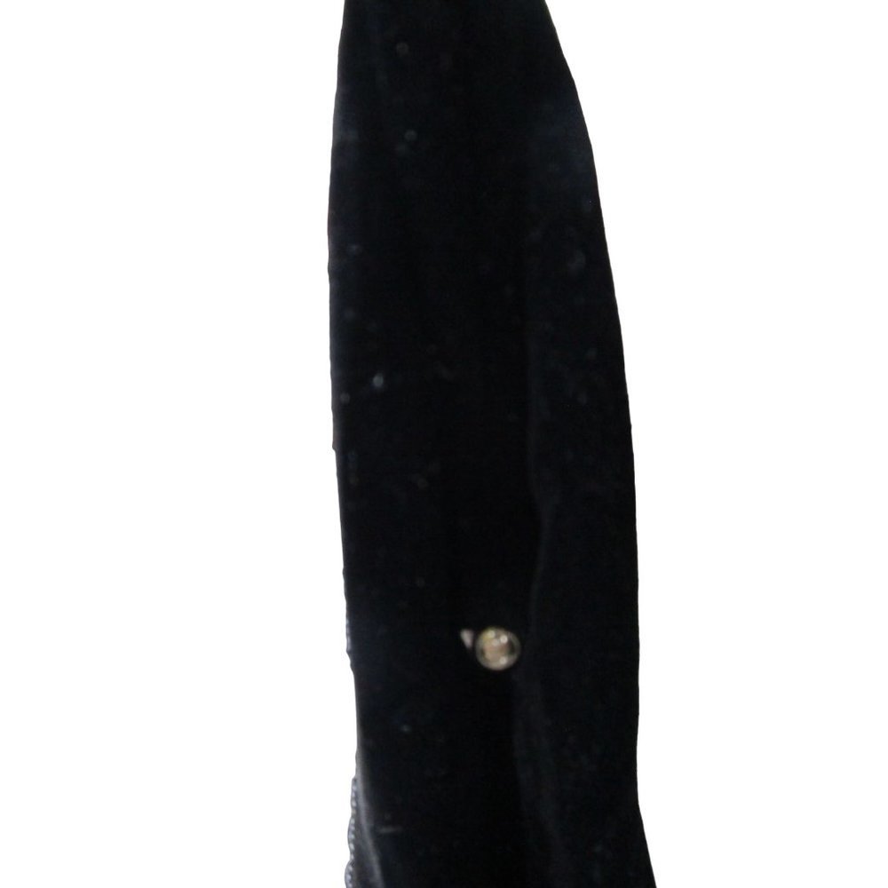 Vintage Soure Bag Beaded Velvet Framed Handbag. Jet Black Beads in a floral patt - Picture 12 of 16